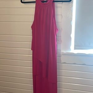 New Vince Camuto Short Dress Hot Pink High Neck Keyhole Back Sleeveless SZ med
